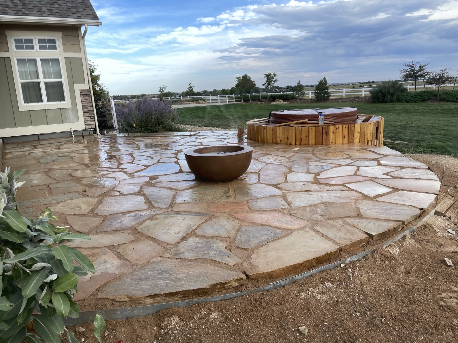 Flagstone Patio with Fire Feature & Hot Tub