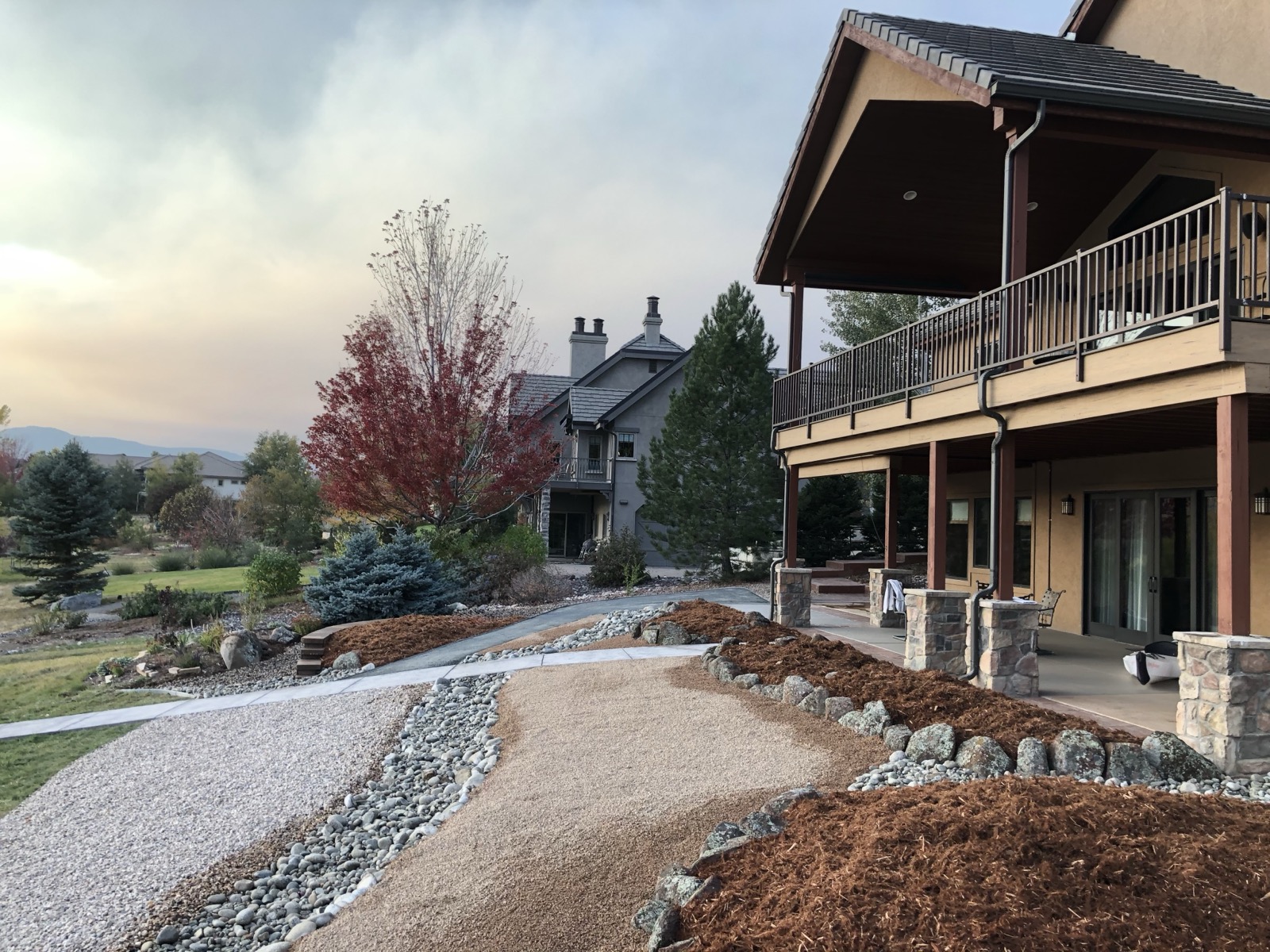 BolderScapes professional landscape construction project showing material staging and comprehensive outdoor design in Northern Colorado